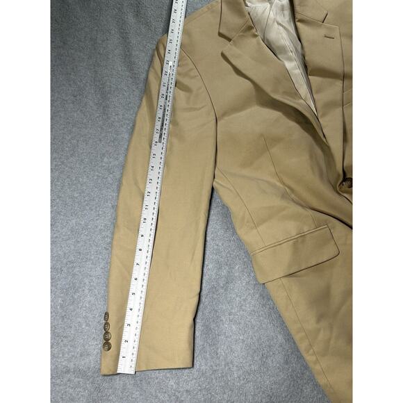 Alan Flusser Blazer Mens 40L Long Silk Cotton Blend Suit Jacket Beige Sport Coat - Picture 8 of 14